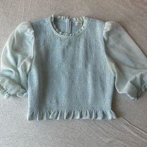 Aritzia Wilfred tempest short sleeve top in blue floral